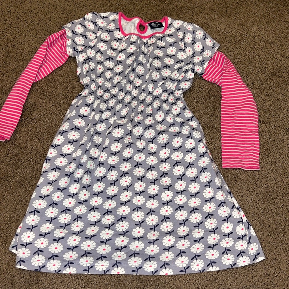 Mini Boden girls floral dress 7-8 striped‎